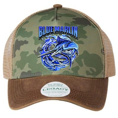 Blue Marlin Action Shot Fishing Legacy Tie Dye Trucker Hat