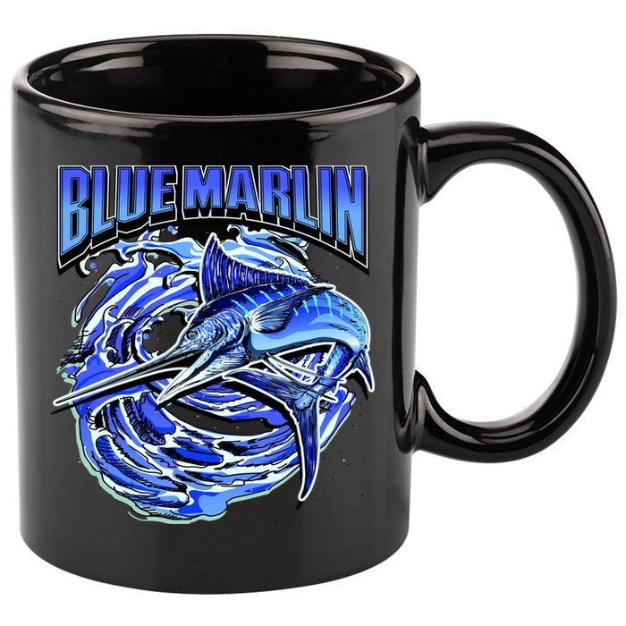 Blue Marlin Action Shot Fishing 11oz C Handle Ceramic Mug