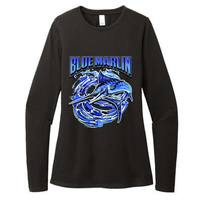 Blue Marlin Action Shot Fishing Womens CVC Long Sleeve Shirt