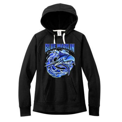 Blue Marlin Action Shot Fishing Women's Fleece Hoodie