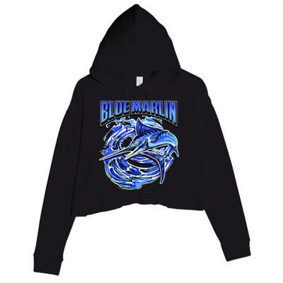 Blue Marlin Action Shot Fishing Crop Fleece Hoodie