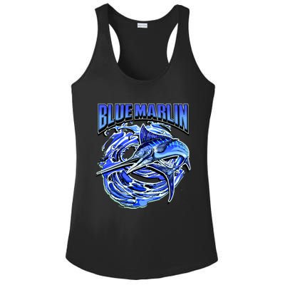 Blue Marlin Action Shot Fishing Ladies PosiCharge Competitor Racerback Tank