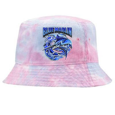 Blue Marlin Action Shot Fishing Tie-Dyed Bucket Hat