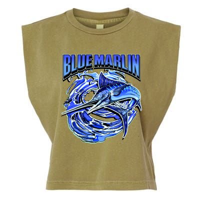 Blue Marlin Action Shot Fishing Garment-Dyed Women's Muscle Tee