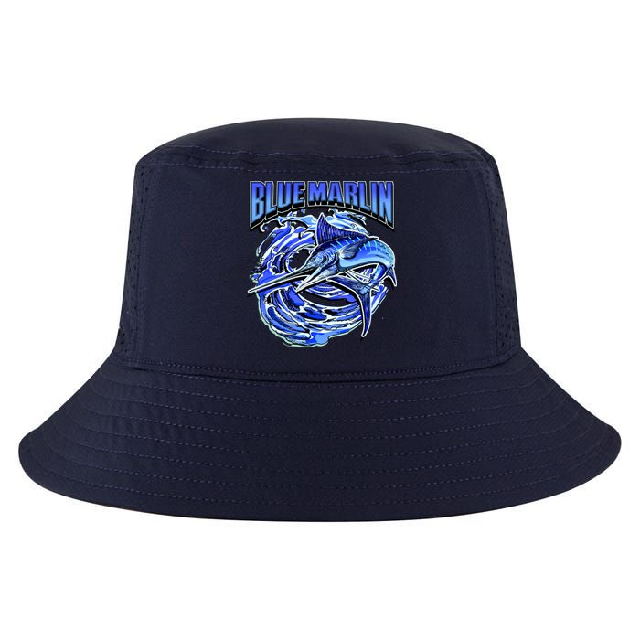 Blue Marlin Action Shot Fishing Cool Comfort Performance Bucket Hat