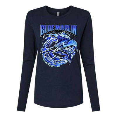 Blue Marlin Action Shot Fishing Womens Cotton Relaxed Long Sleeve T-Shirt