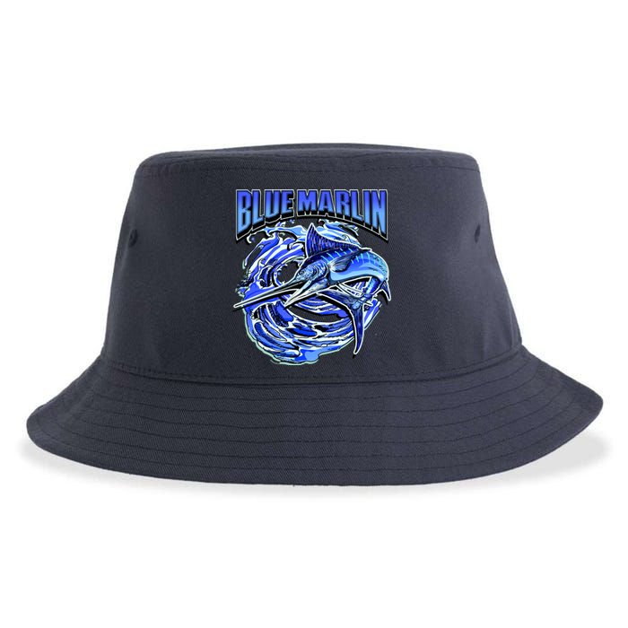 Blue Marlin Action Shot Fishing Sustainable Bucket Hat