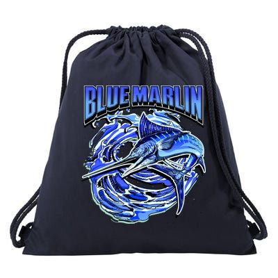 Blue Marlin Action Shot Fishing Drawstring Bag
