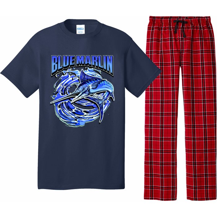 Blue Marlin Action Shot Fishing Pajama Set