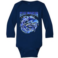 Blue Marlin Action Shot Fishing Baby Long Sleeve Bodysuit