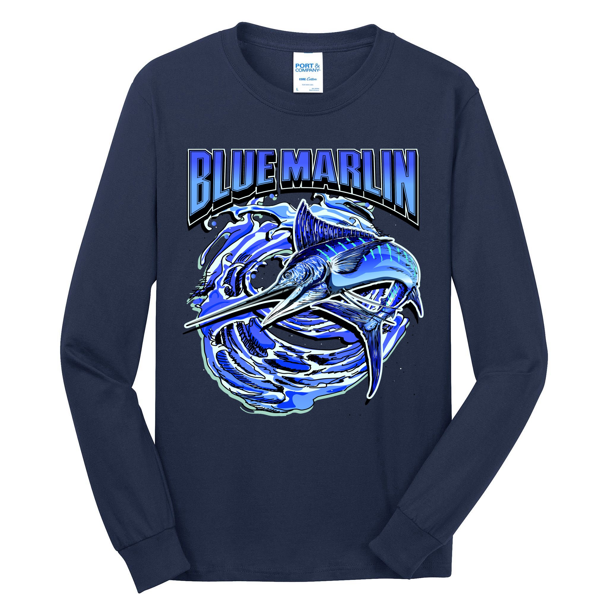 Blue Marlin Action Shot Fishing Tall Long Sleeve T-Shirt