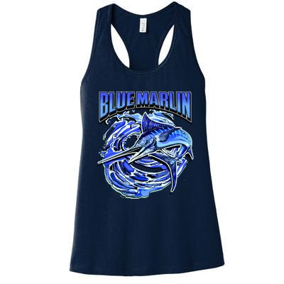 Blue Marlin Action Shot Fishing Women's Racerback Tank