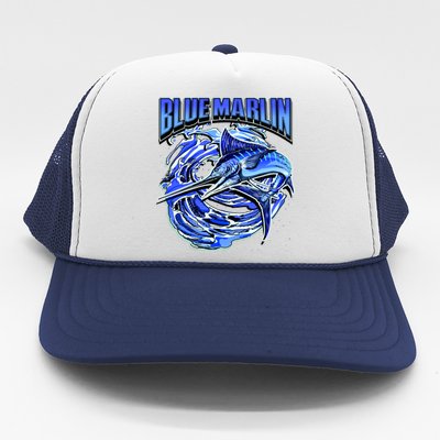 Blue Marlin Action Shot Fishing Trucker Hat