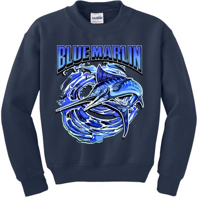 Blue Marlin Action Shot Fishing Kids Sweatshirt