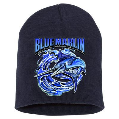 Blue Marlin Action Shot Fishing Short Acrylic Beanie