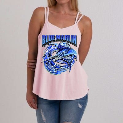 Blue Marlin Action Shot Fishing Women's Strappy Tank