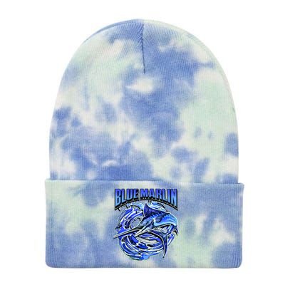 Blue Marlin Action Shot Fishing Tie Dye 12in Knit Beanie