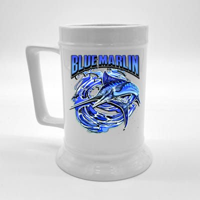 Blue Marlin Action Shot Fishing Beer Stein