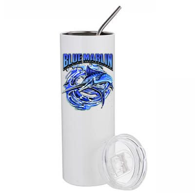 Blue Marlin Action Shot Fishing Stainless Steel Tumbler