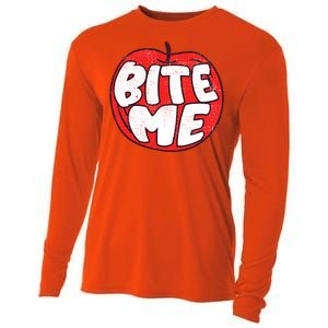 Bite Me Apple Fruit Lover Gift Cooling Performance Long Sleeve Crew