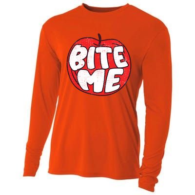 Bite Me Apple Fruit Lover Gift Cooling Performance Long Sleeve Crew