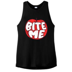 Bite Me Apple Fruit Lover Gift Ladies PosiCharge Tri-Blend Wicking Tank