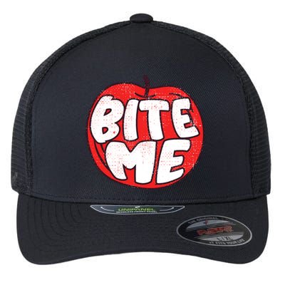 Bite Me Apple Fruit Lover Gift Flexfit Unipanel Trucker Cap