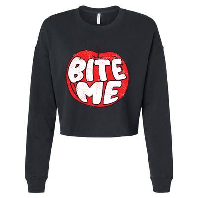 Bite Me Apple Fruit Lover Gift Cropped Pullover Crew