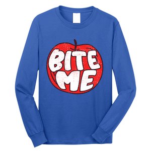 Bite Me Apple Fruit Lover Gift Long Sleeve Shirt