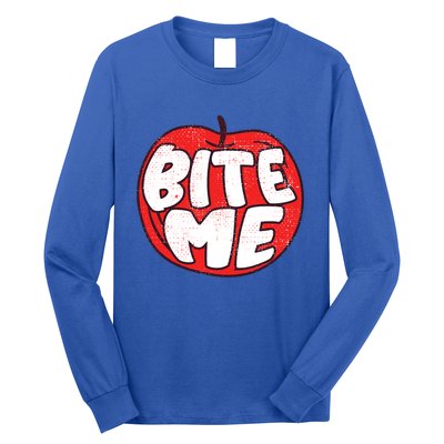 Bite Me Apple Fruit Lover Gift Long Sleeve Shirt