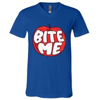 Bite Me Apple Fruit Lover Gift V-Neck T-Shirt