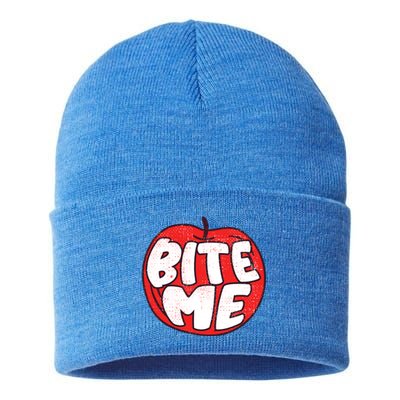 Bite Me Apple Fruit Lover Gift Sustainable Knit Beanie