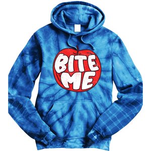 Bite Me Apple Fruit Lover Gift Tie Dye Hoodie