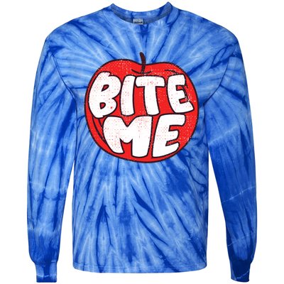 Bite Me Apple Fruit Lover Gift Tie-Dye Long Sleeve Shirt