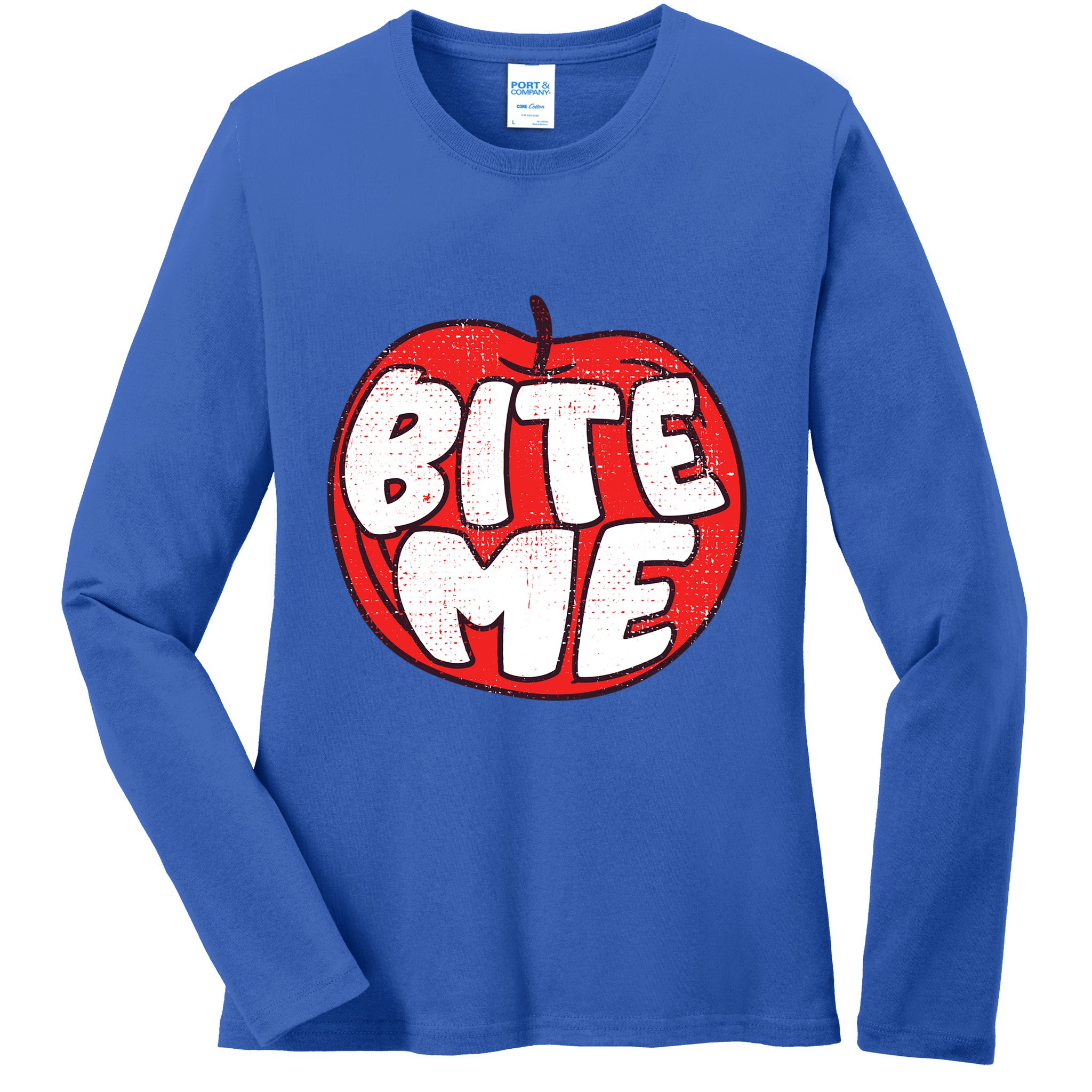 Bite Me Apple Fruit Lover Gift Ladies Long Sleeve Shirt