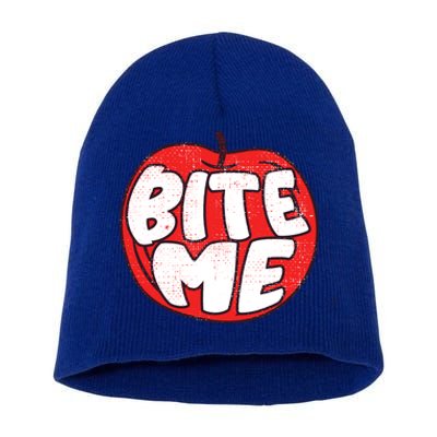 Bite Me Apple Fruit Lover Gift Short Acrylic Beanie