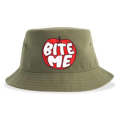 Bite Me Apple Fruit Lover Gift Sustainable Bucket Hat