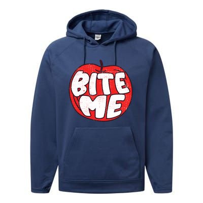 Bite Me Apple Fruit Lover Gift Performance Fleece Hoodie