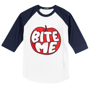 Bite Me Apple Fruit Lover Gift Baseball Sleeve Shirt