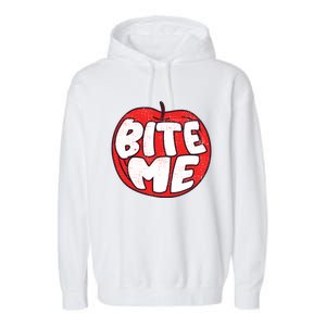 Bite Me Apple Fruit Lover Gift Garment-Dyed Fleece Hoodie