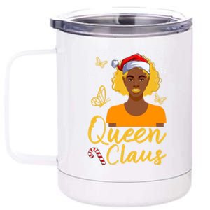 Black Melanin African Afro Queen Claus Christmas Gift 12 oz Stainless Steel Tumbler Cup