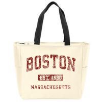 Boston Massachusetts Athletic Throwback Zip Tote Bag