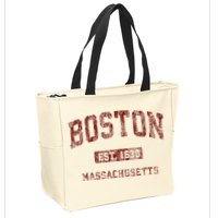 Boston Massachusetts Athletic Throwback Zip Tote Bag