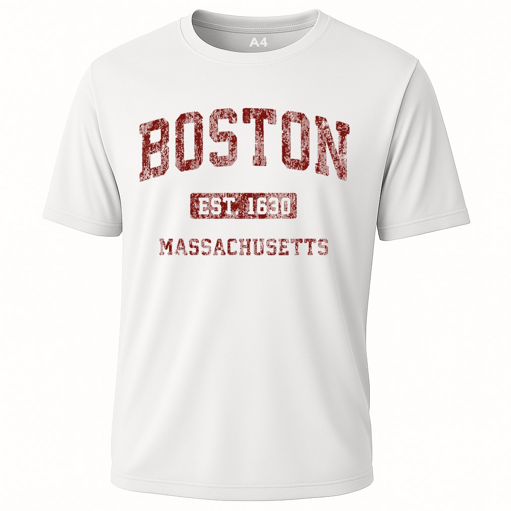 Boston Massachusetts Athletic Throwback Cooling Performance Crew T-Shirt