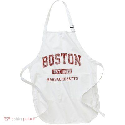 Boston Massachusetts Athletic Throwback Full-Length Apron With Pockets