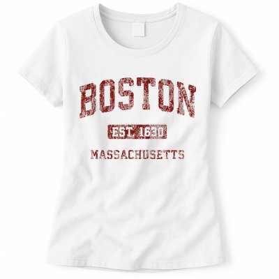Boston Massachusetts Athletic Throwback Womens T-Shirt