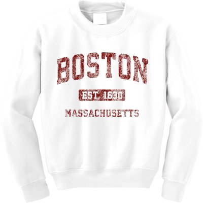 Boston Massachusetts Athletic Throwback Kids Sweatshirt