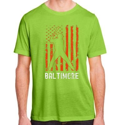 Baltimore Maryland American Flag Baseball Weathered Adult ChromaSoft Performance T-Shirt