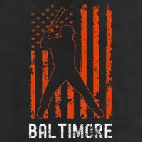 Baltimore Maryland American Flag Baseball Weathered Cool Comfort Performance Bucket Hat