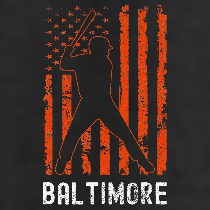 Baltimore Maryland American Flag Baseball Weathered Cool Comfort Performance Bucket Hat